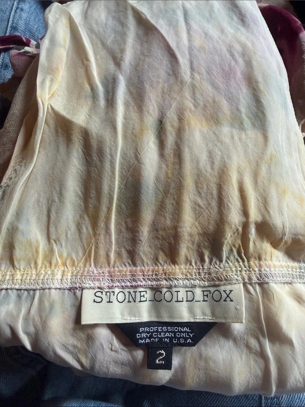 Iconic Stone Cold Fox pale yellow cream floral silk mini dress - Picture 8 of 8